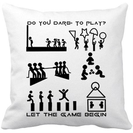 Cojín con relleno ilustración silueta homenaje a los juegos del calamar