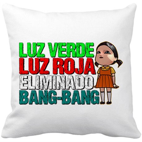Cojín con relleno parodia de la muñeca del calamar luz verde luz roja eliminado