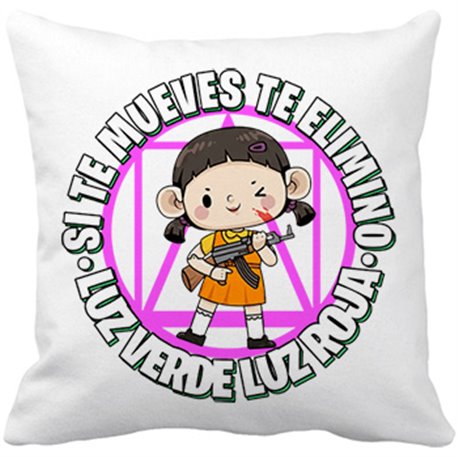 Cojín con relleno parodia del calamar juego de la muñeca frase si te mueves te elimino