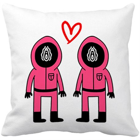 Cojín con relleno parodia divertida del calamar chicas enamoradas para san valentín lgtb