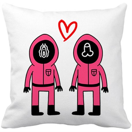 Cojín con relleno parodia divertida del calamar enamorados chica chico para san valentín