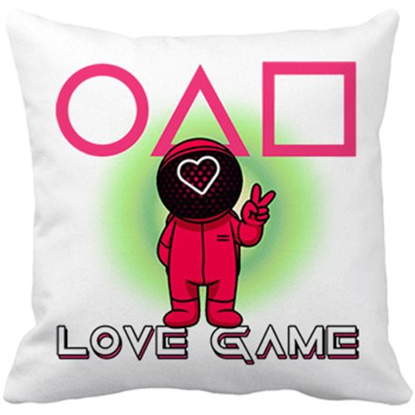 Cojín con relleno parodia para fan del calamar frase love game