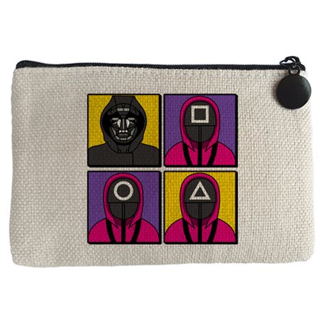 Monedero parodia del calamar ilustración de los personajes que controlan el juego