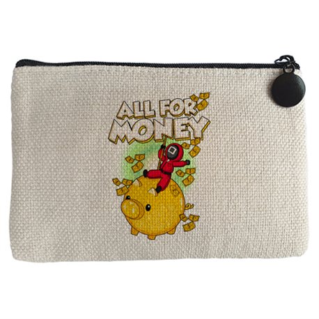 Monedero parodia del juego del calamar frase todo por dinero