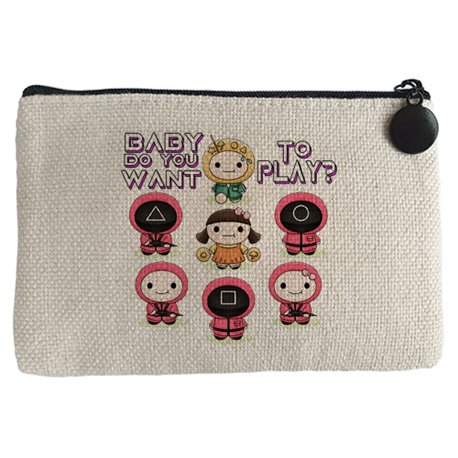 Monedero parodia kawaii del calamar frase quieres jugar