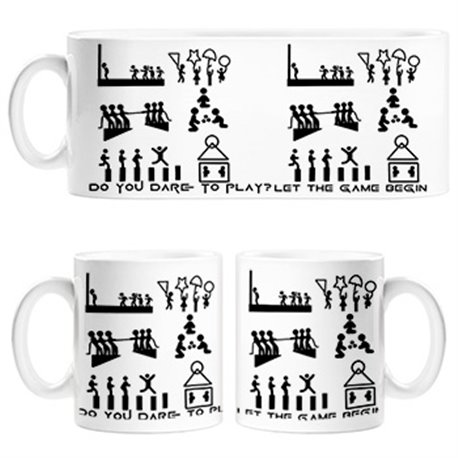 Taza ilustración silueta homenaje a los juegos del calamar