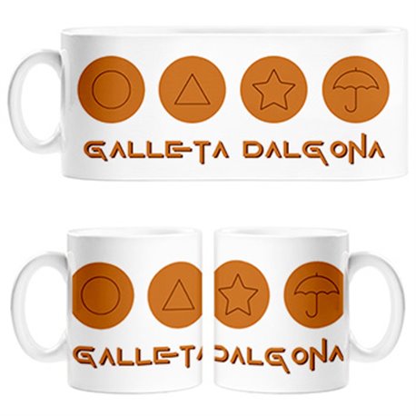 Taza parodia del juego de la galleta dalgona del calamar