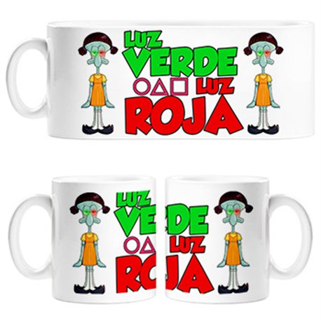 Taza parodia divertida del calamar frase luz verde luz roja