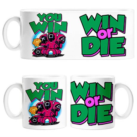 Taza tu ganas el juego you win parodia del calamar