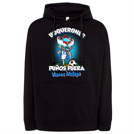 Sudadera frase boquerones puños fuera parodia robot de los 80 para nostálgicos futboleros del Málaga