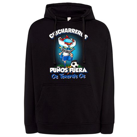 Sudadera frase chicharreros puños fuera parodia robot de los 80 para nostálgicos futboleros de Tenerife