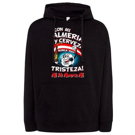 Sudadera frase con mi Almería y cerveza nunca hay tristeza para aficionado al fútbol