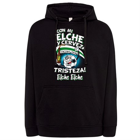 Sudadera frase con mi Elche y cerveza nunca hay tristeza para aficionado al fútbol