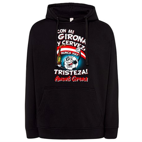 Sudadera frase con mi Girona y cerveza nunca hay tristeza para aficionado al fútbol