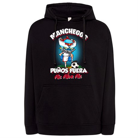 Sudadera frase manchegos puños fuera parodia robot de los 80 para nostálgicos futboleros de Albacete