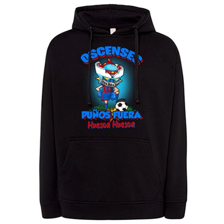 Sudadera frase oscenses puños fuera parodia robot de los 80 para nostálgicos futboleros de Huesca