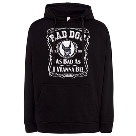 Sudadera frase perro raza Pinsher negro Bad dog as bad as I wanna be