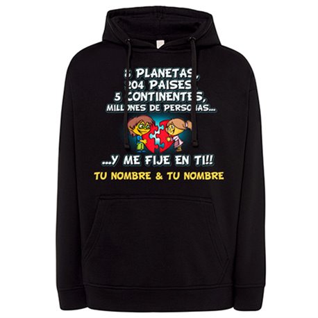Sudadera frase San Valentín me fijé en ti personalizable con nombre