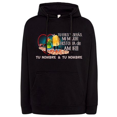 Sudadera mi historia de amor personalizable con nombre