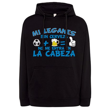 Sudadera Mi Leganés sin Cerveza no me entra en la cabeza frase para futboleros