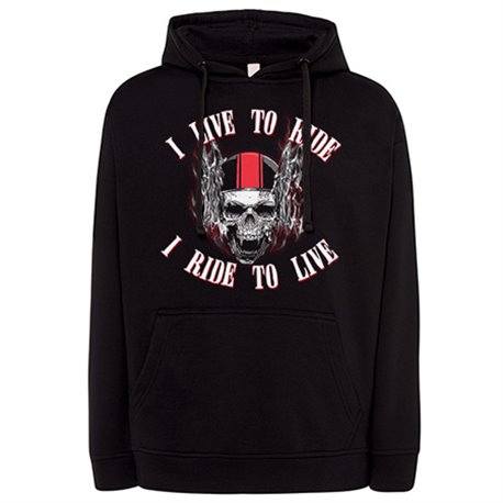 Sudadera motero I Live To Ride I Ride To Live calavera