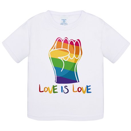 Camiseta bebé Orgullo Gay LGBTI Love is love