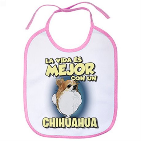 Babero la vida es mejor con un perro de raza Chihuaha de pelo largo