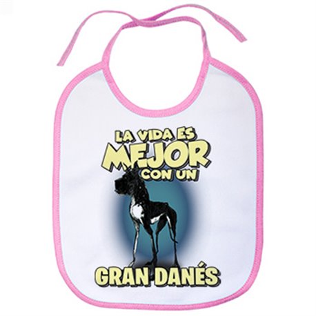 Babero la vida es mejor con un perro de raza Gran Danés negro