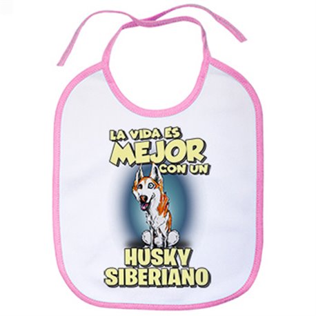 Babero la vida es mejor con un perro de raza Husky Siberiano blanco y marrón