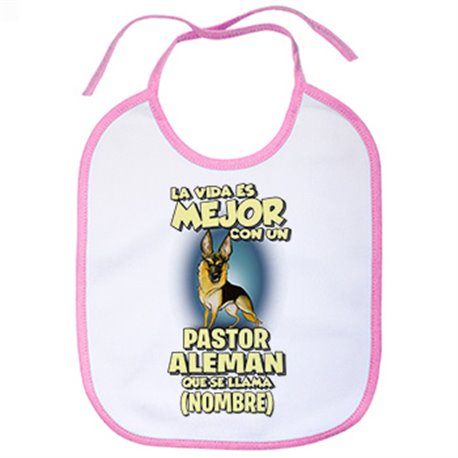 Babero la vida es mejor con un perro mascota Pastor Alemán marrón y negro que se llama personalizable con nombre