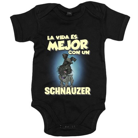 Body bebé la vida es mejor con un perro de raza Schnauzer negro