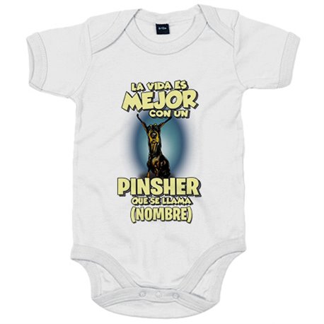 Body bebé la vida es mejor con un perro mascota Pinsher que se llama personalizable con nombre Body bebé la vida es mejor con un perro mascota Pinsher que se llama personalizable con nombre