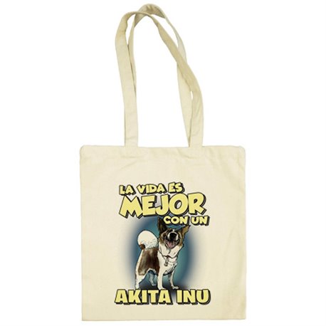 Bolsa de tela la vida es mejor con un perro de raza Akita Inu