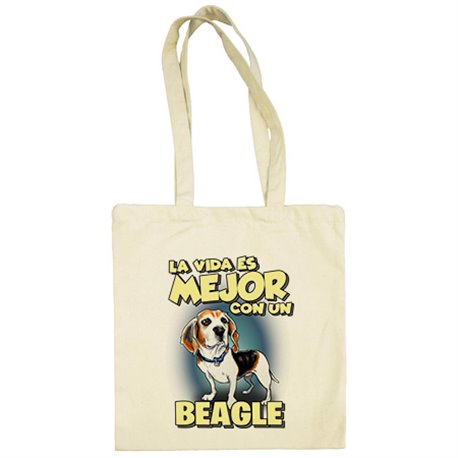 Bolsa de tela la vida es mejor con un perro de raza Beagle