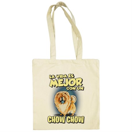 Bolsa de tela la vida es mejor con un perro de raza Chow Chow