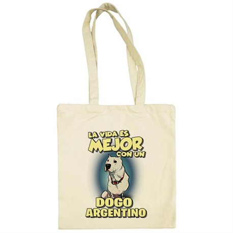 Bolsa de tela la vida es mejor con un perro de raza Dogo argentino