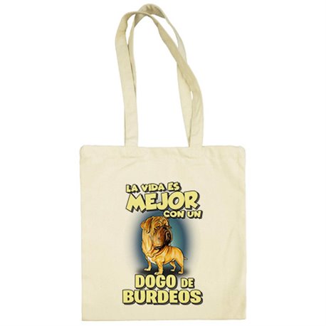 Bolsa de tela la vida es mejor con un perro de raza Dogo de Burdeos