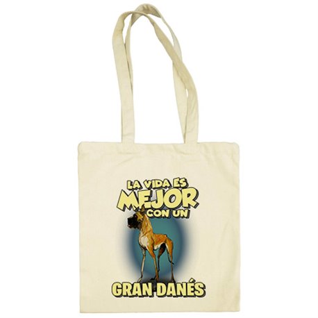 Bolsa de tela la vida es mejor con un perro de raza Gran Danés