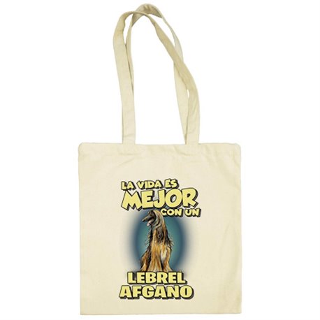 Bolsa de tela la vida es mejor con un perro de raza Lebrel Afgano