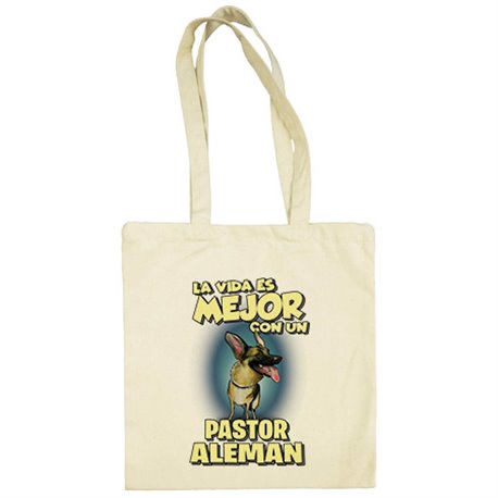Bolsa de tela la vida es mejor con un perro de raza Pastor Alemán
