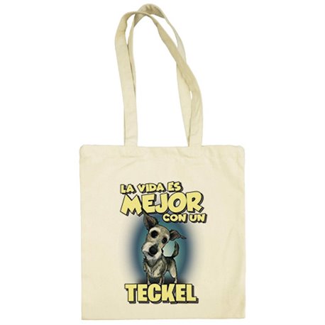 Bolsa de tela la vida es mejor con un perro de raza Teckel