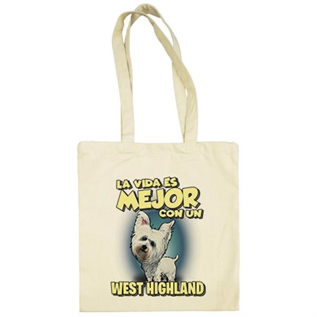Bolsa de tela la vida es mejor con un perro de raza West Highland