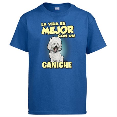 Camiseta la vida es mejor con un perro de raza Caniche