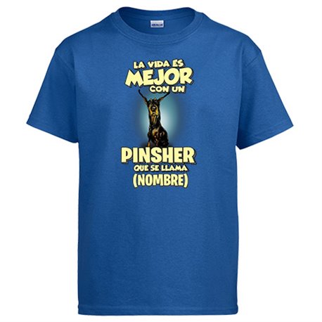 Camiseta la vida es mejor con un perro mascota Pinsher que se llama personalizable con nombre