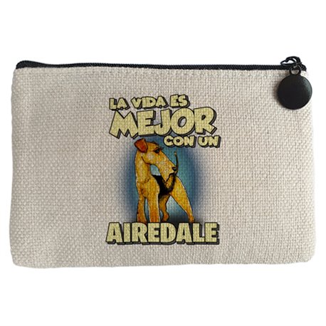 Monedero la vida es mejor con un perro de raza Airedale