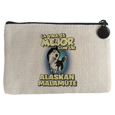 Monedero la vida es mejor con un perro de raza Alaskan Malamute