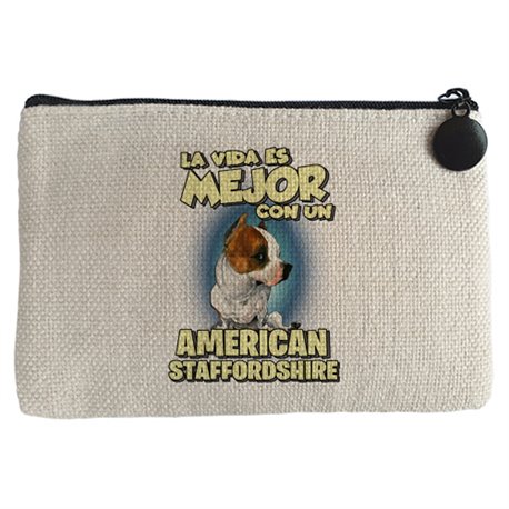 Monedero la vida es mejor con un perro de raza American Staffordshire