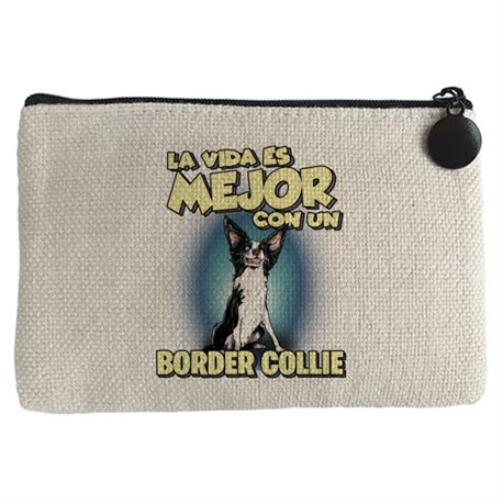 Monedero la vida es mejor con un perro de raza Border Collie