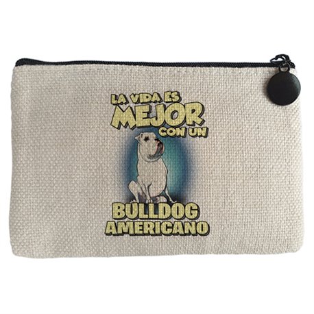 Monedero la vida es mejor con un perro de raza Bulldog Americano