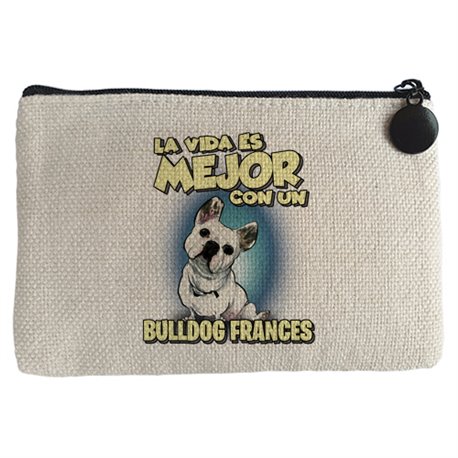 Monedero la vida es mejor con un perro de raza Bulldog francés